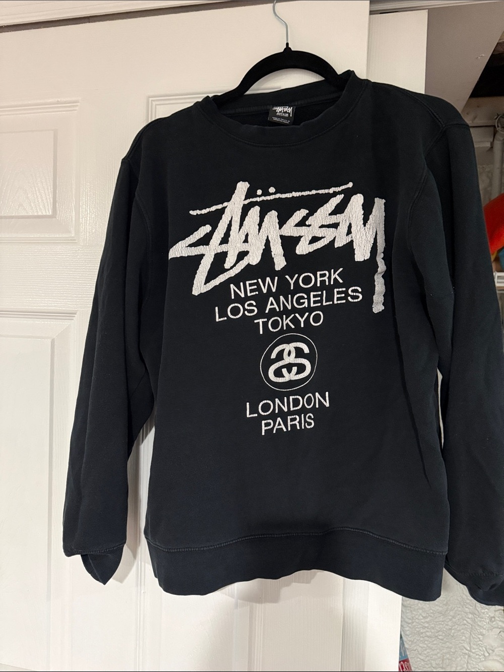 Stussy Black Crewneck Sweatshirt with White Logo